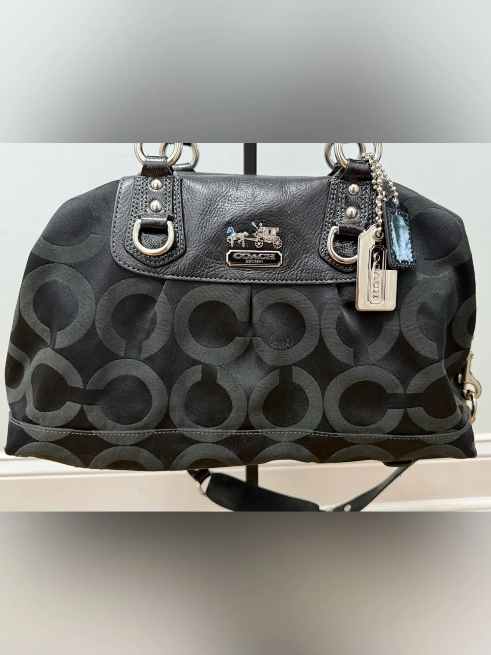 Coach Madison Op Art Sabrina Satchel & Convertible Shoulder Strap - Picture 4 of 15